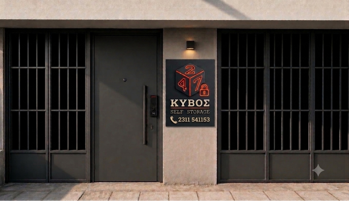 Η ανακαινισμένη είσοδος του ΚΥΒΟΣ Self Storage στη Θεσσαλονίκη